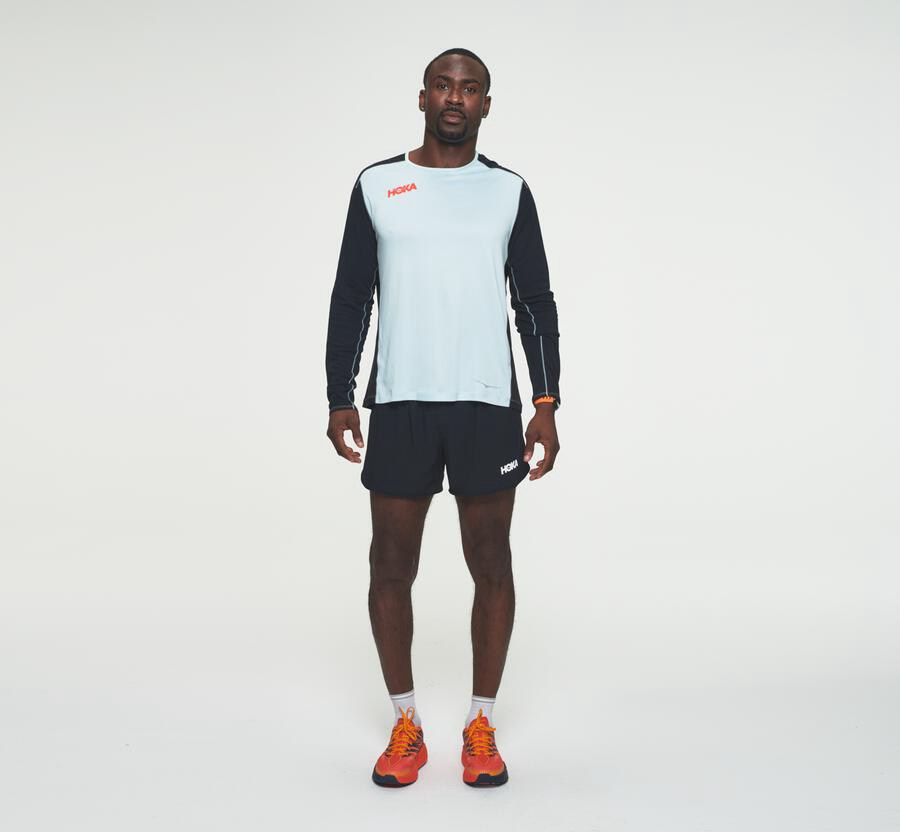 Hoka One One Top Erkek Mavi/Siyah - Performance Long Sleeve - WA1563289